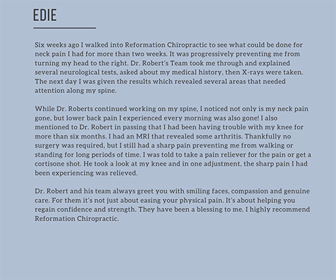 Chiropractic Oakland FL Edie Testimonial