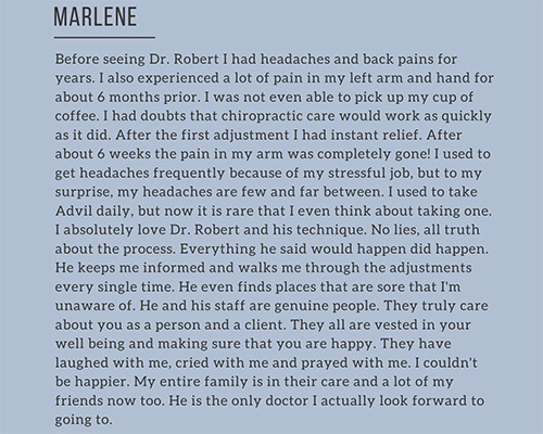 Chiropractic Oakland FL Marlene Testimonial